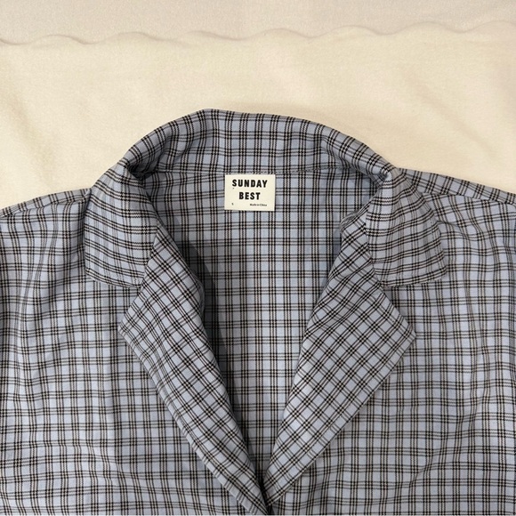 Sunday Best (Aritzia) Cropped Plaid Button-Up Shirt - Picture 2 of 3